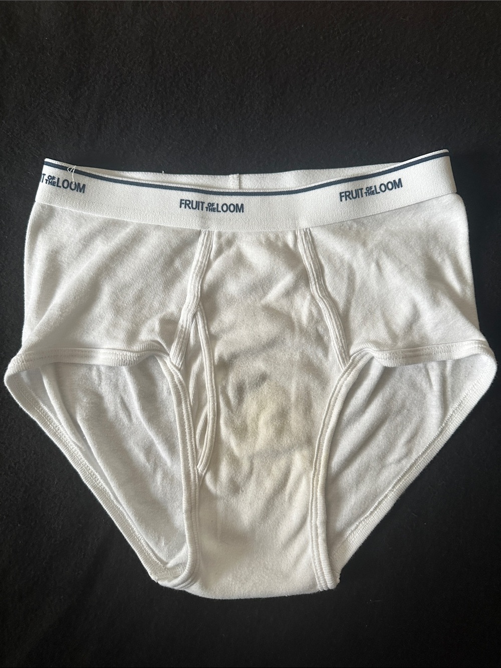Fruit of the Loom White Men's Briefs with Navy Logo Waistband